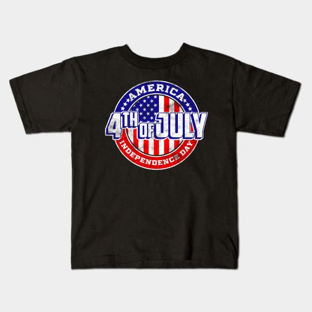 4th of July shirt American Flag Patriotic Gift T-Shirt Kids T-Shirt by lateefo